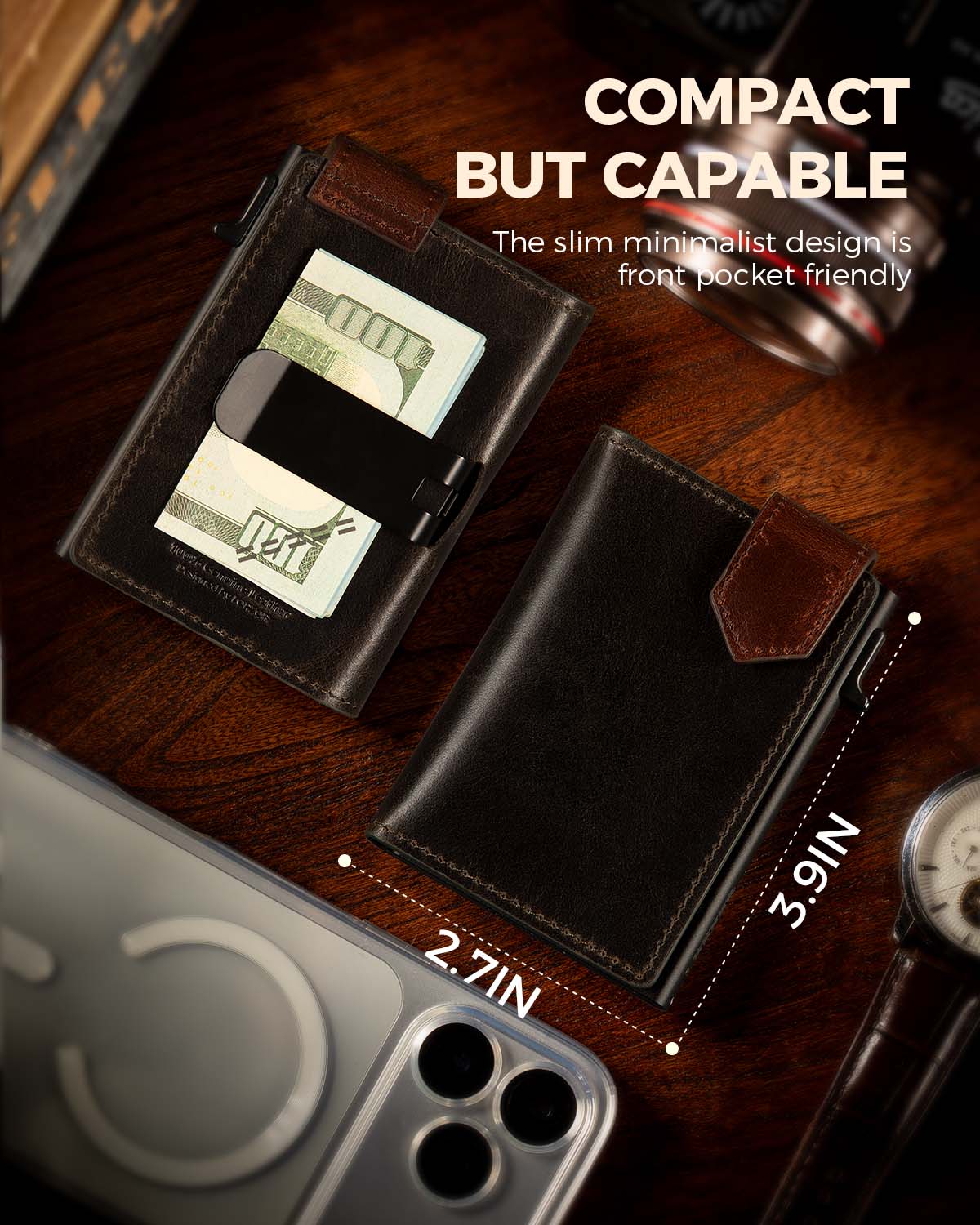 LORZOR Mens Leather Wallet-Minimalist Wallet GM4