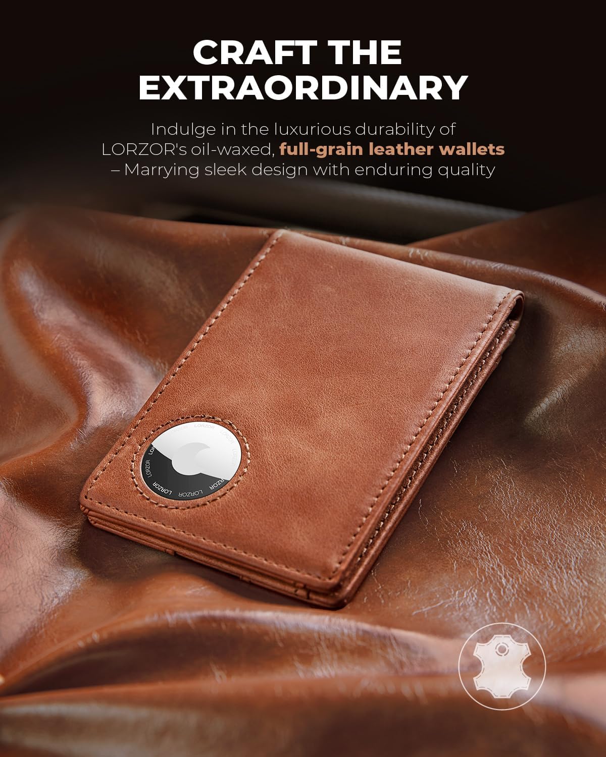 LORZOR schlanke minimalist ische Front tasche Herren Geldbörse mit Geld-Clip für Apple Air Tag