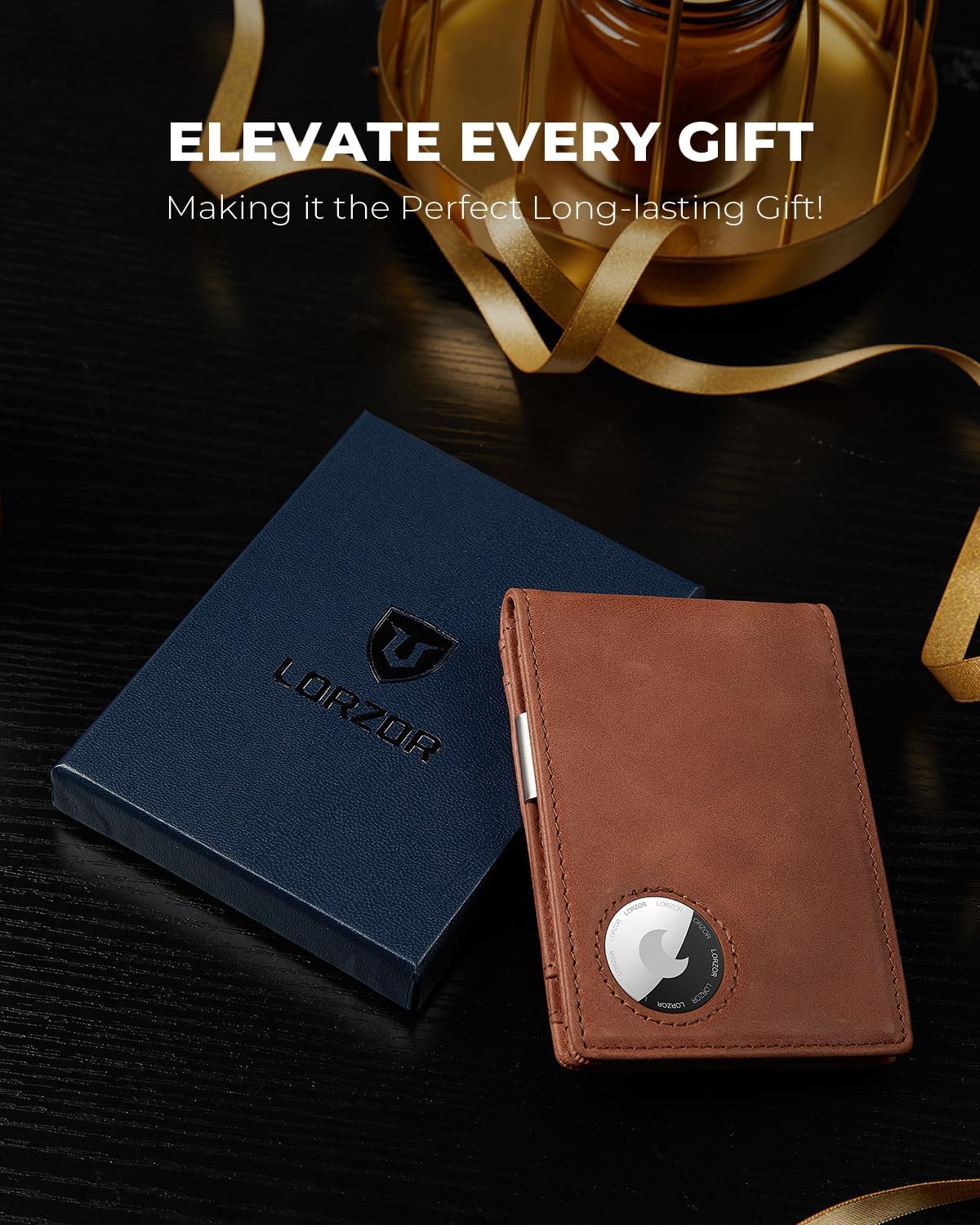LORZOR schlanke minimalist ische Front tasche Herren Geldbörse mit Geld-Clip für Apple Air Tag