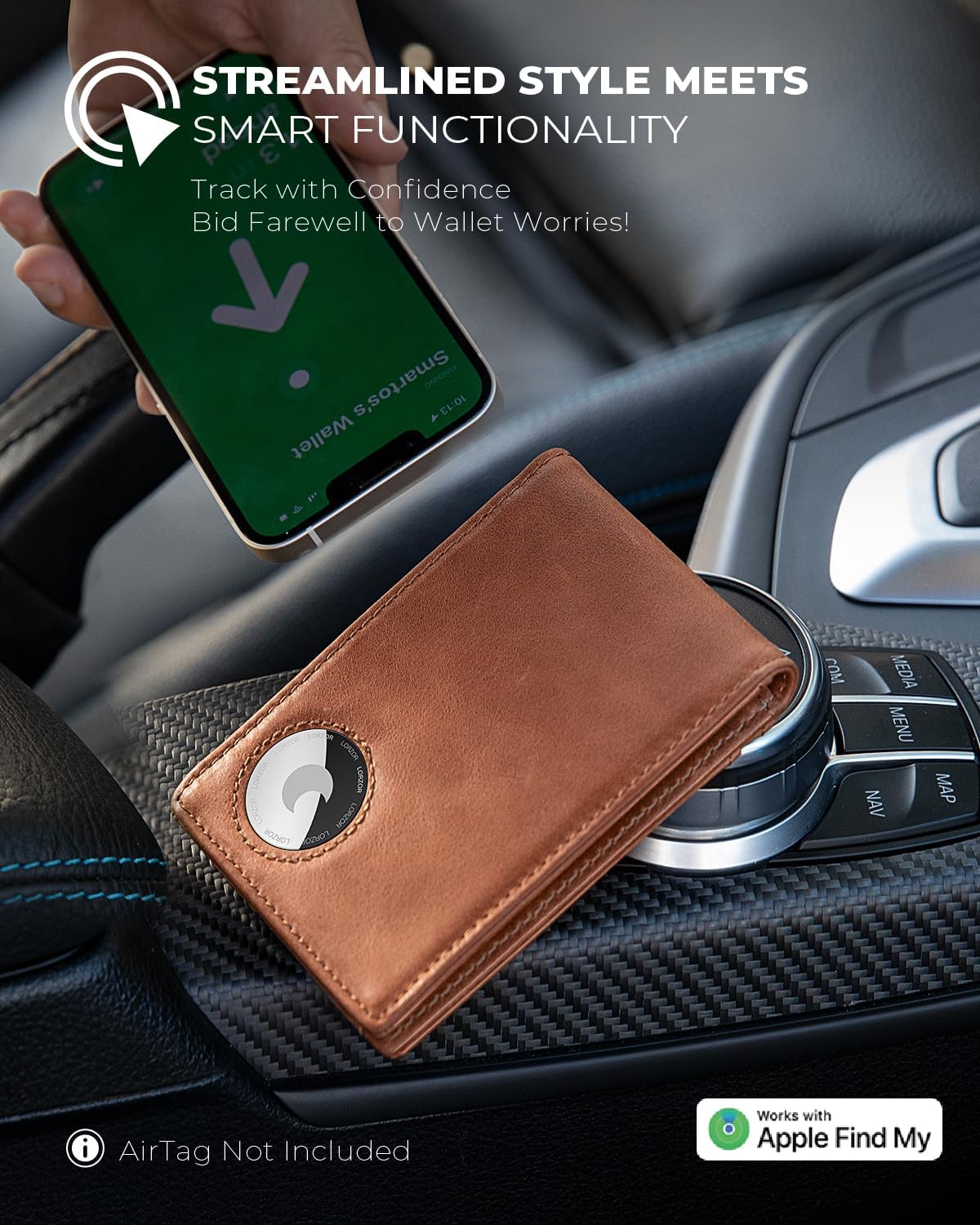 LORZOR schlanke minimalist ische Front tasche Herren Geldbörse mit Geld-Clip für Apple Air Tag