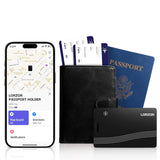 LORZOR Passport Wallet & Tracker Card Set Black