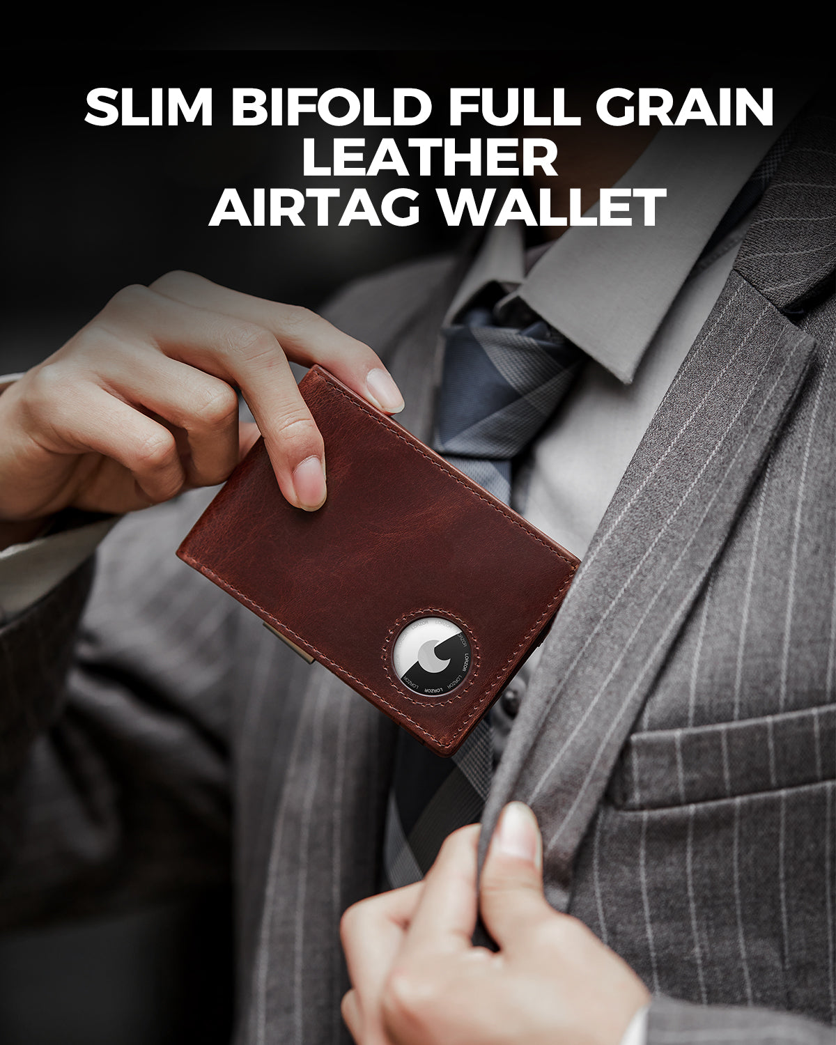 LORZOR schlanke minimalist ische Front tasche Herren Geldbörse mit Geld-Clip für Apple Air Tag