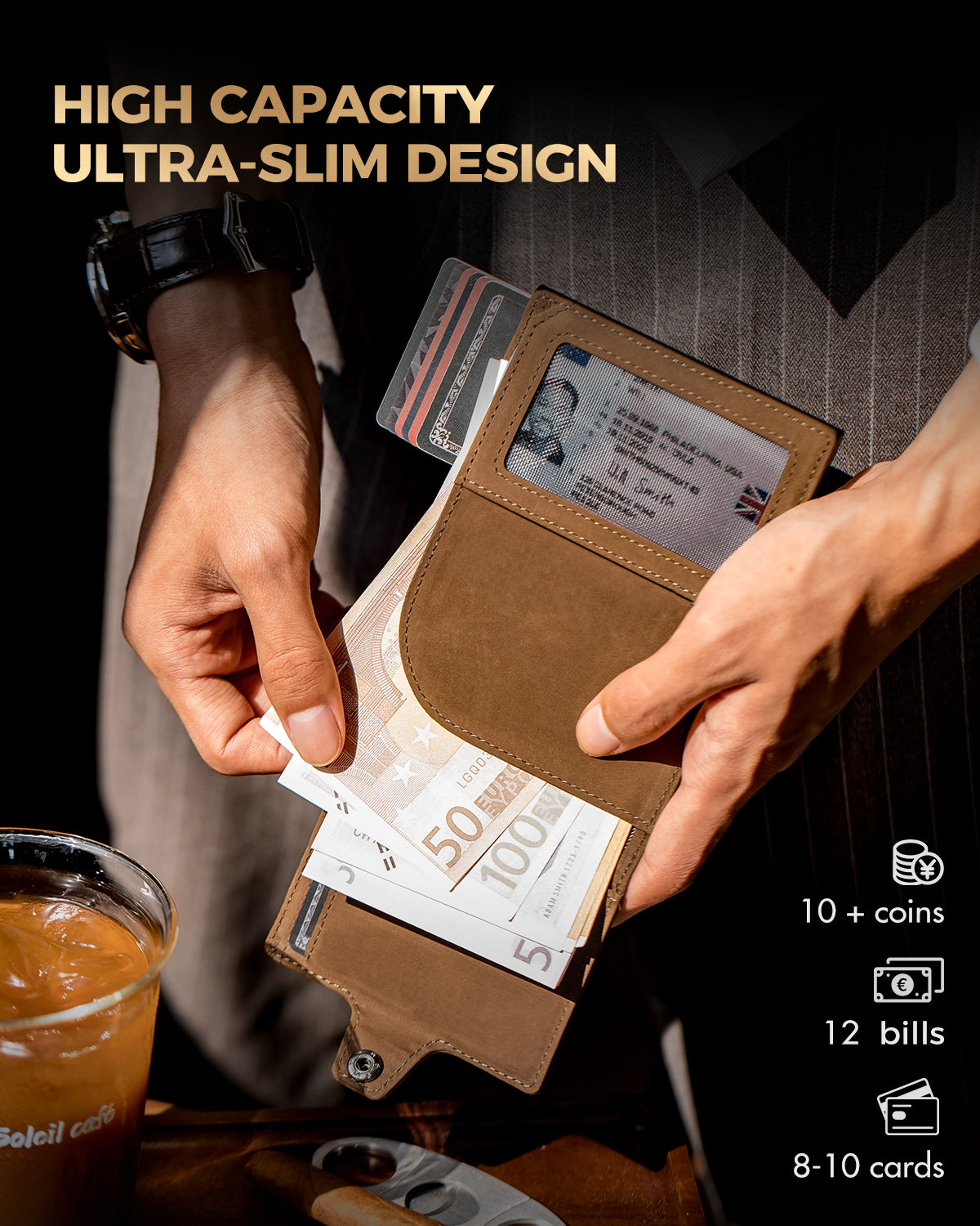 LORZOR TriPop Plus AirTag Wallet with Coin Pocket