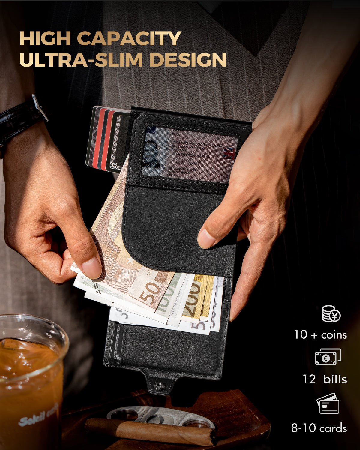 LORZOR TriPop Plus AirTag Wallet with Coin Pocket