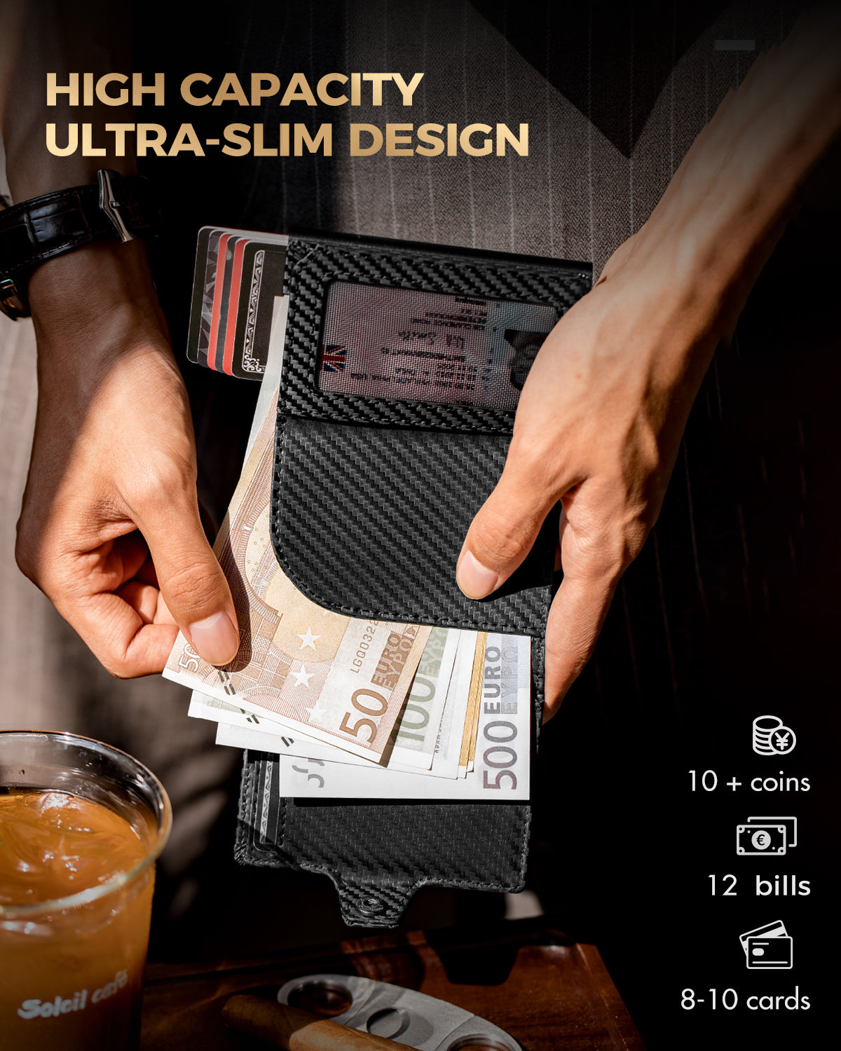 LORZOR TriPop Plus AirTag Wallet with Coin Pocket