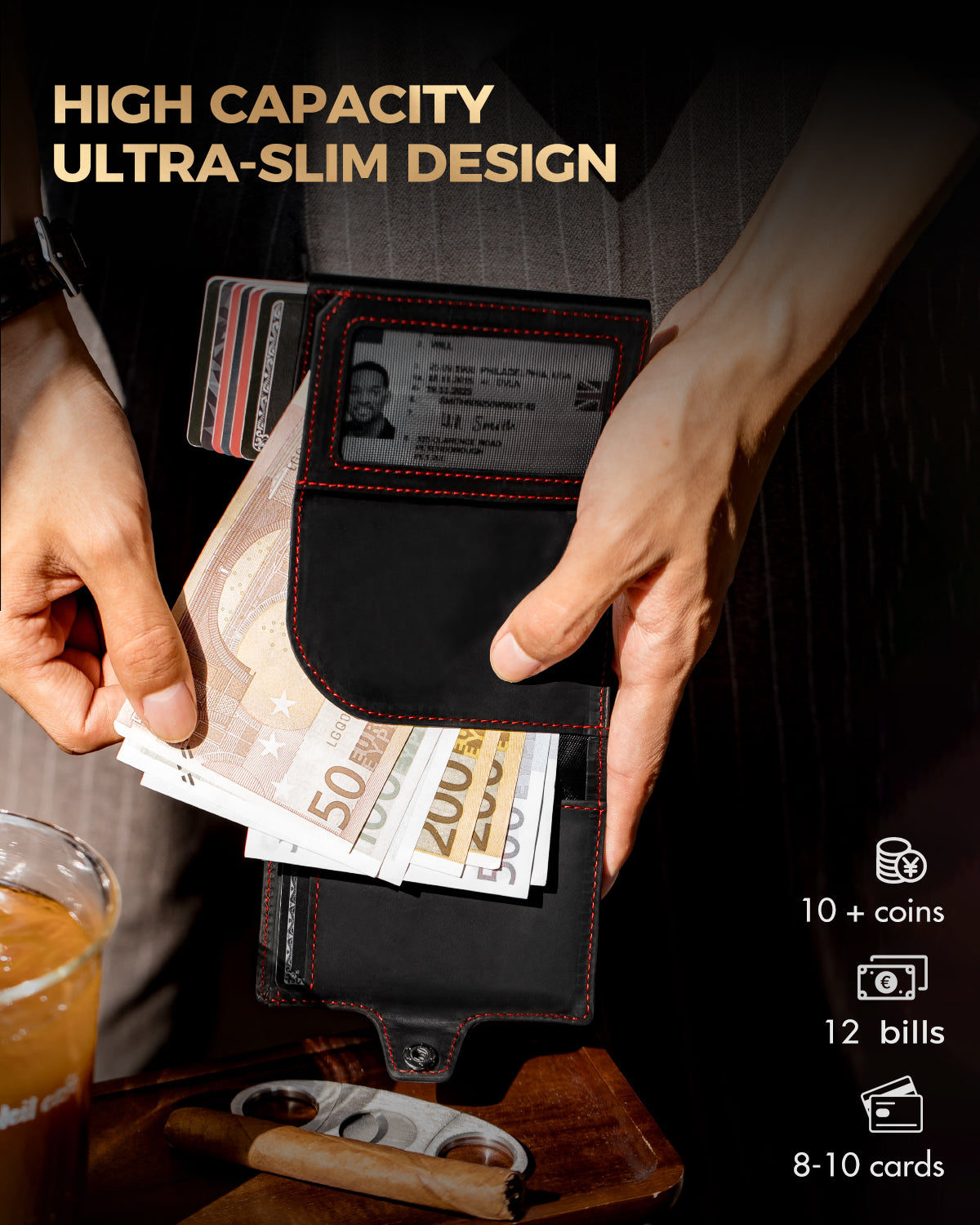 LORZOR TriPop Plus AirTag Wallet with Coin Pocket