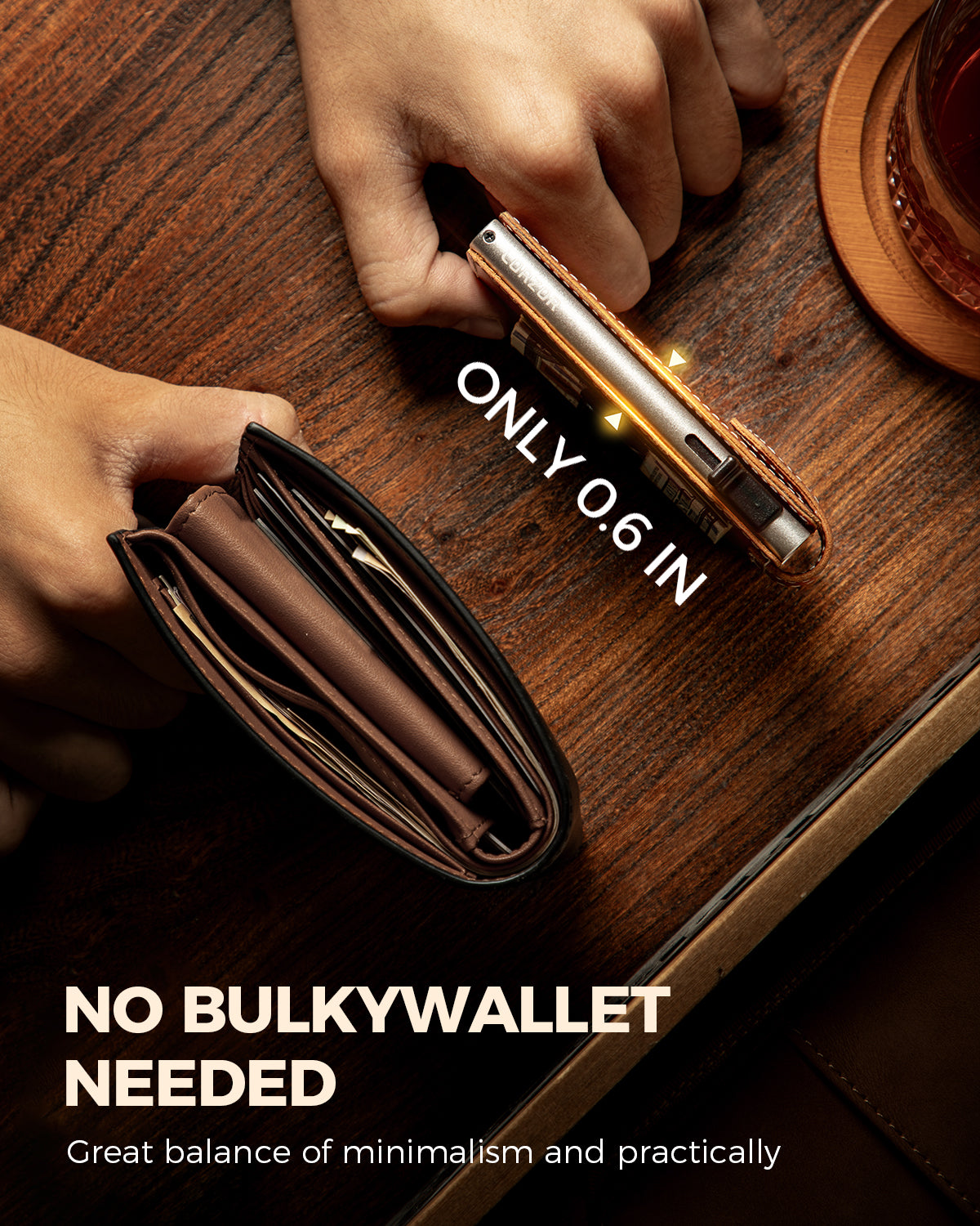LORZOR Mens Leather Wallet-Minimalist Wallet GM4