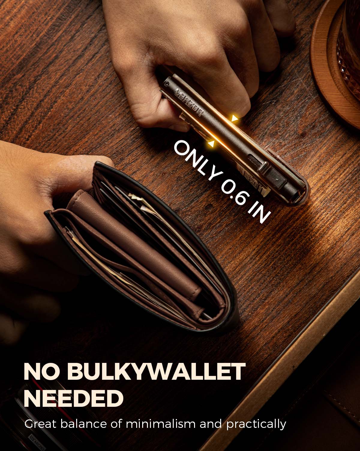 LORZOR Mens Leather Wallet-Minimalist Wallet GM4