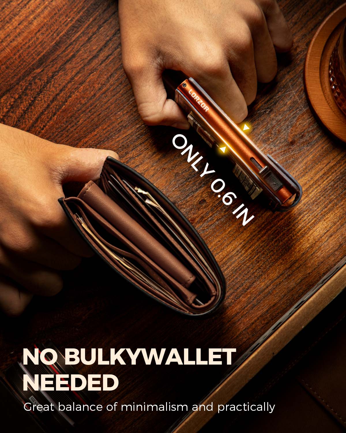 LORZOR Mens Leather Wallet-Minimalist Wallet GM4