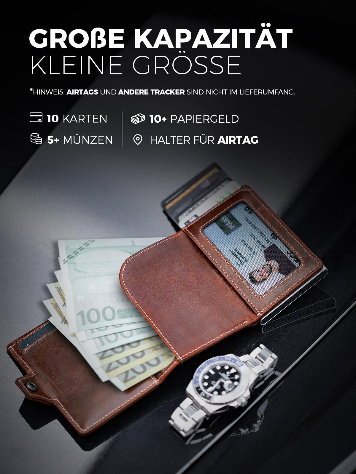 LORZOR AirTag Wallet Leather Wallet with coin Pocket BN2
