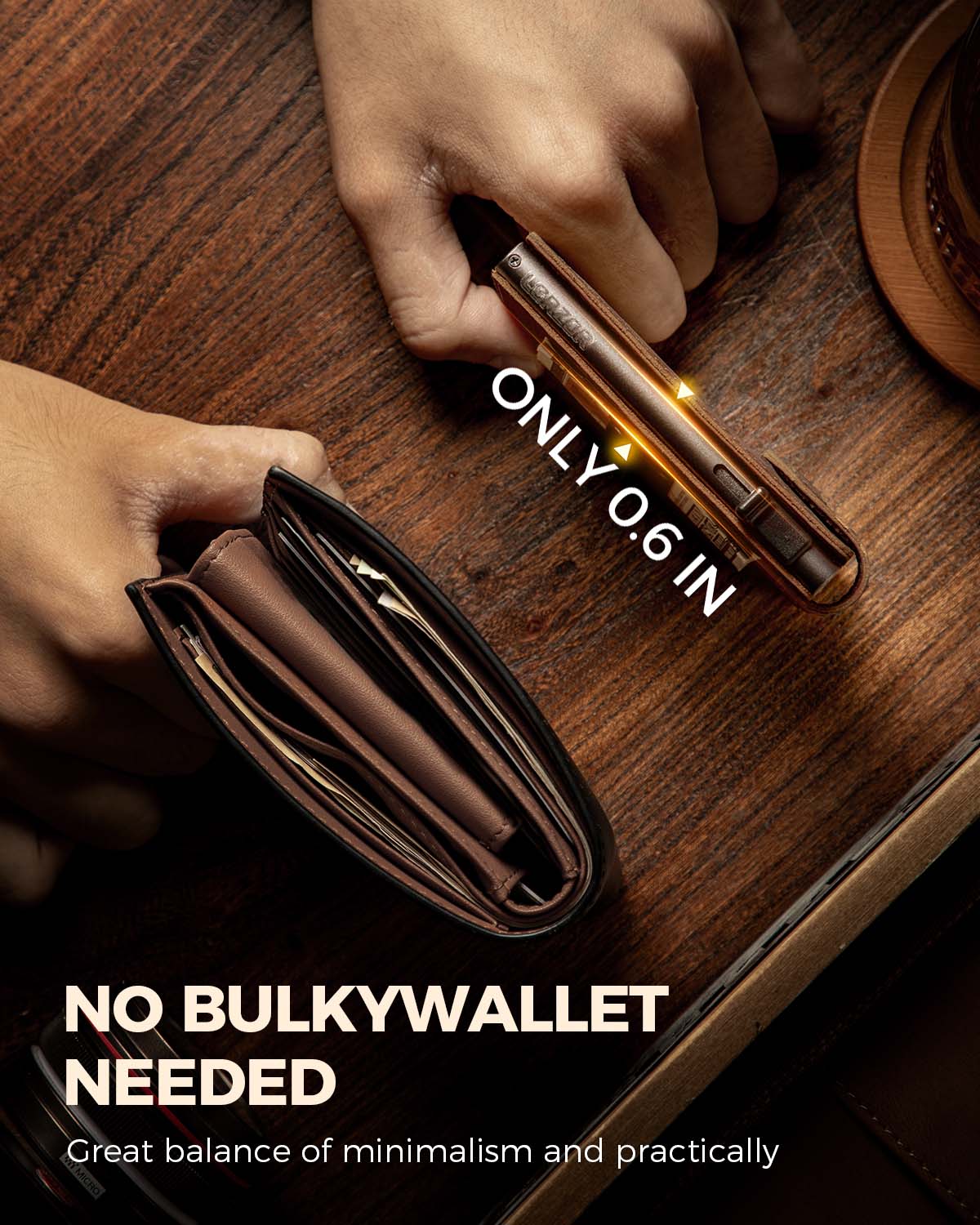 LORZOR Mens Leather Wallet-Minimalist Wallet GM4