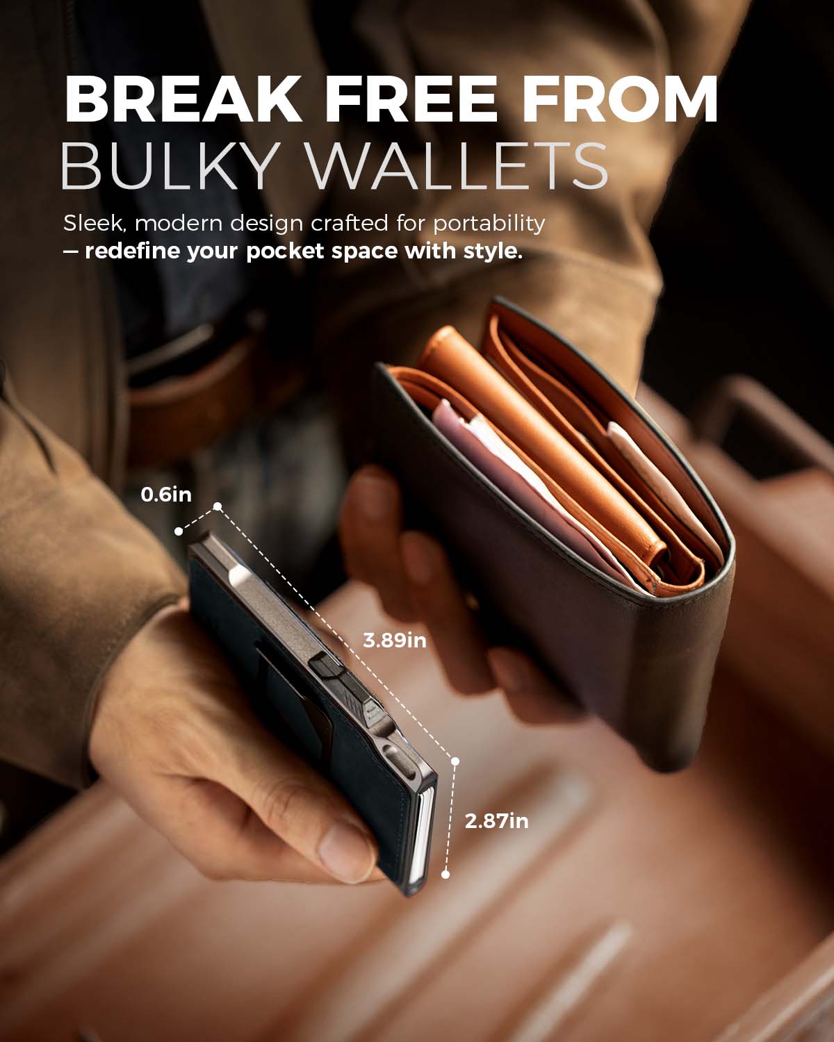 LORZOR Men's Tactical Wallet-Minimalist Full Grain Leather Wallet