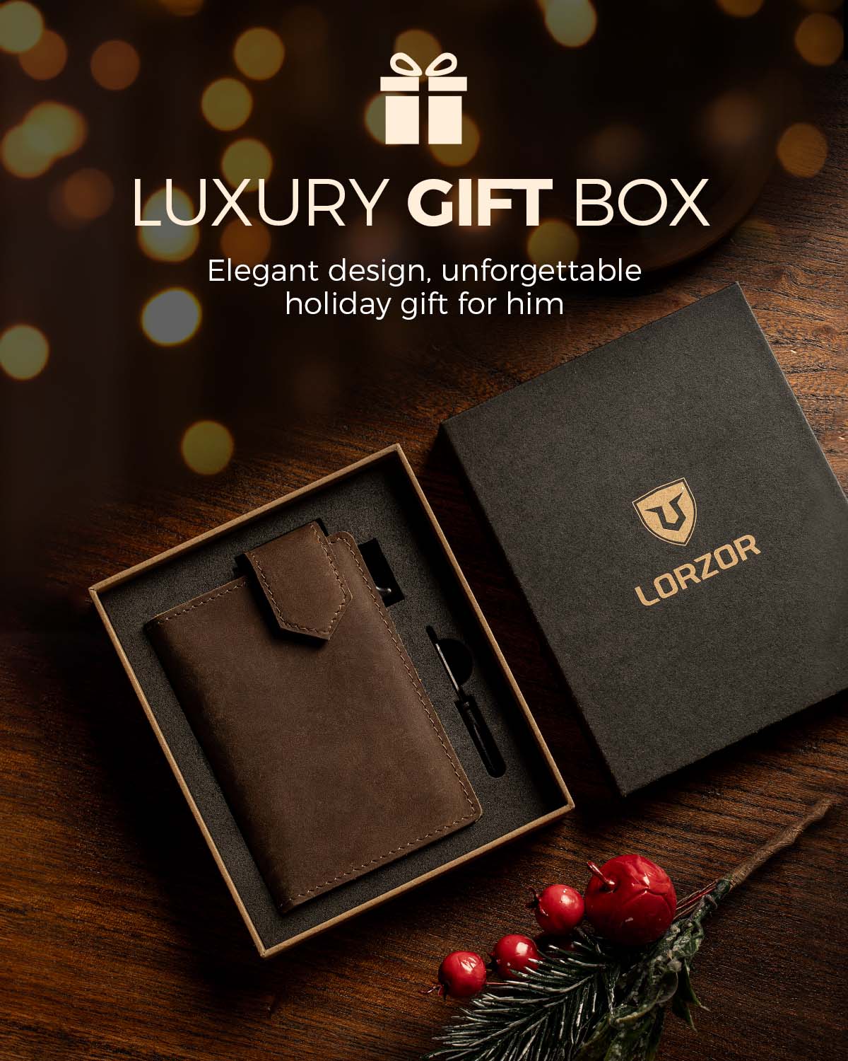 LORZOR Mens Leather Wallet-Minimalist Wallet GM4