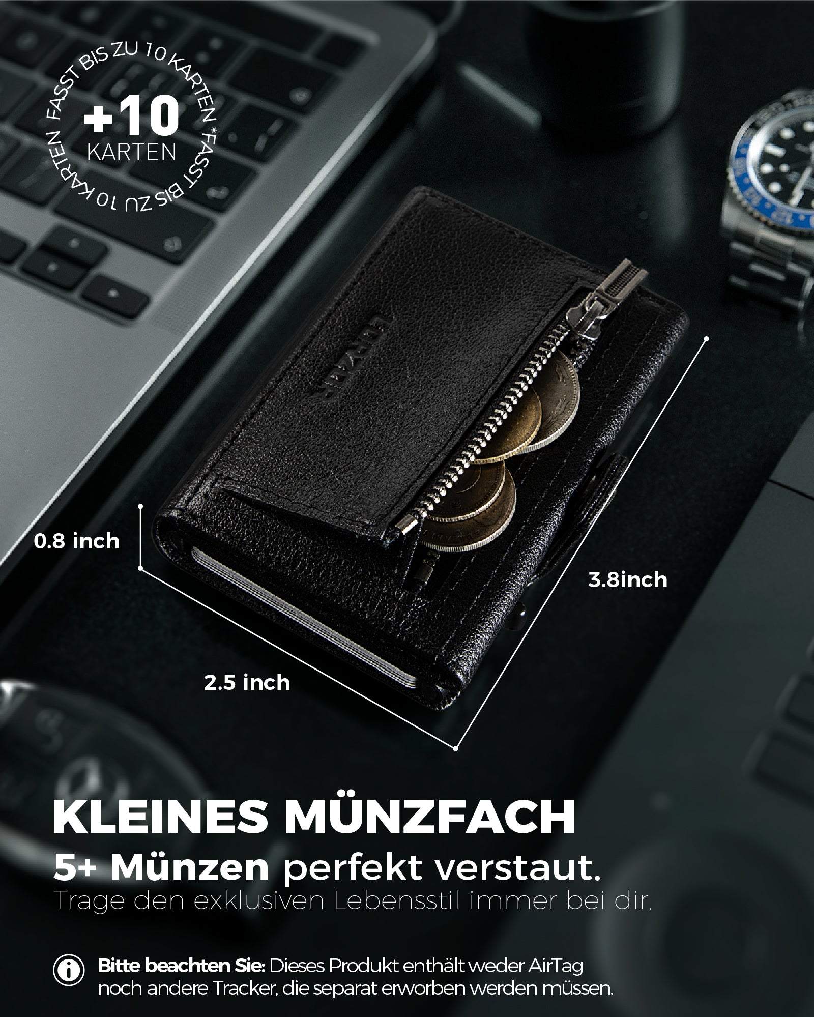 LORZOR Tripop Plus AirTag Wallet With Coin Pocket
