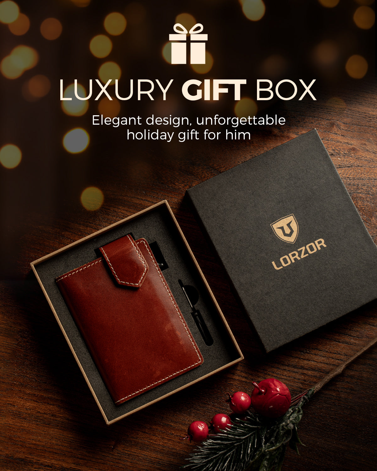 LORZOR Mens Leather Wallet-Minimalist Wallet GM4