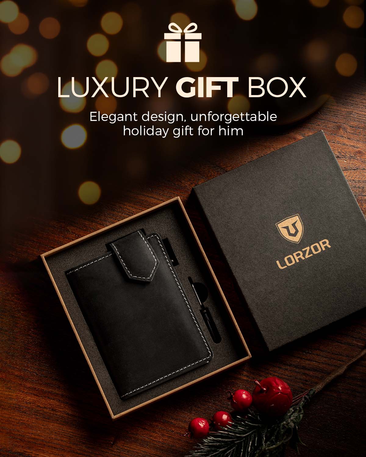 LORZOR Mens Leather Wallet-Minimalist Wallet GM4