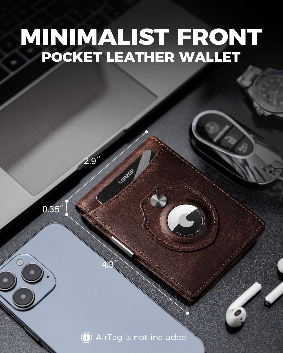 LORZOR AirTag Wallet with Money Clip A4