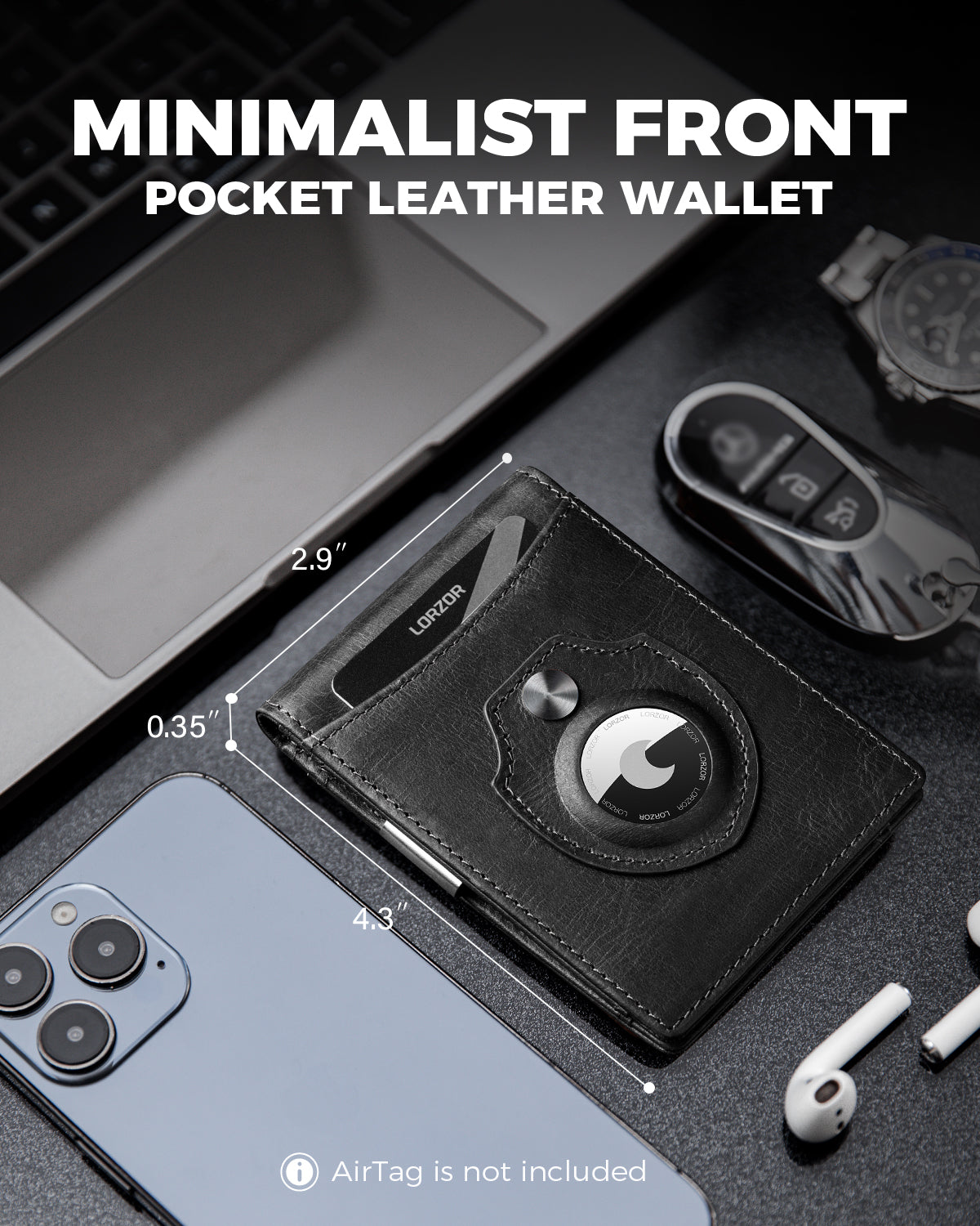 LORZOR AirTag Wallet with Money Clip A4