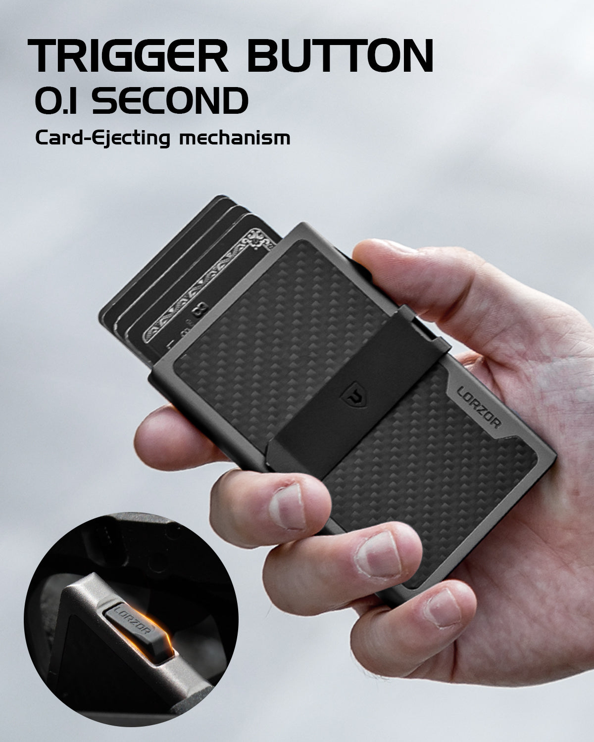 LORZOR Wallet Carbon Fiber with Money Clip