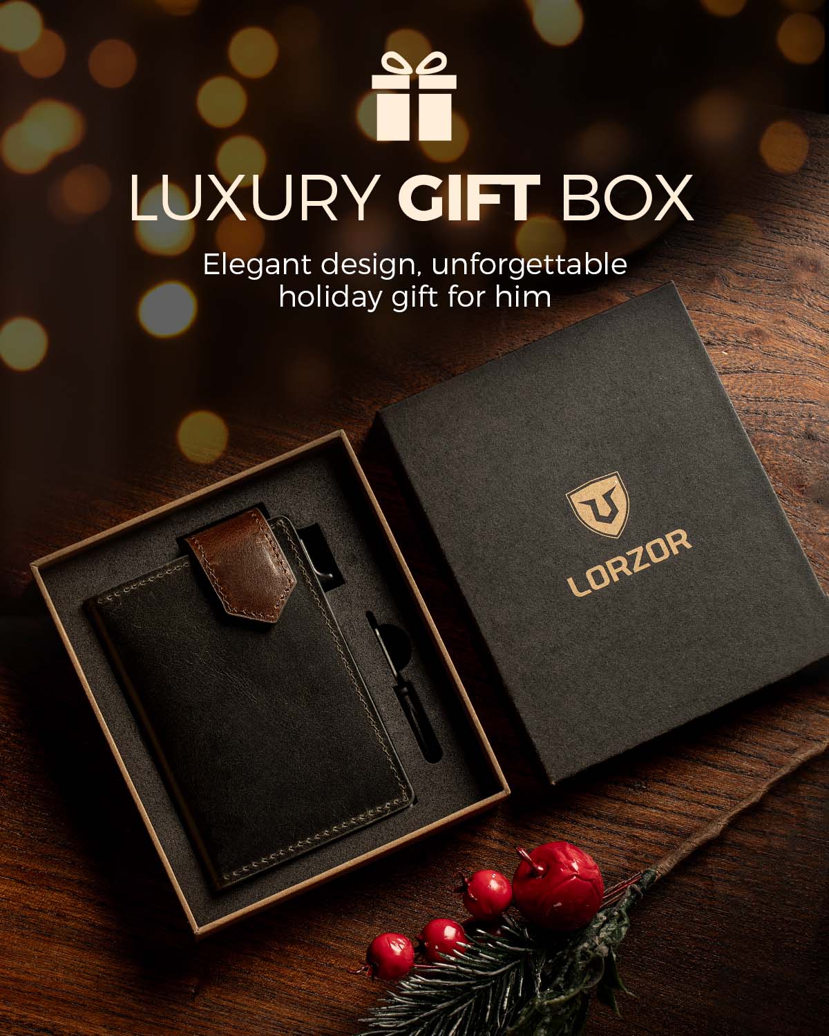 LORZOR Mens Leather Wallet-Minimalist Wallet GM4