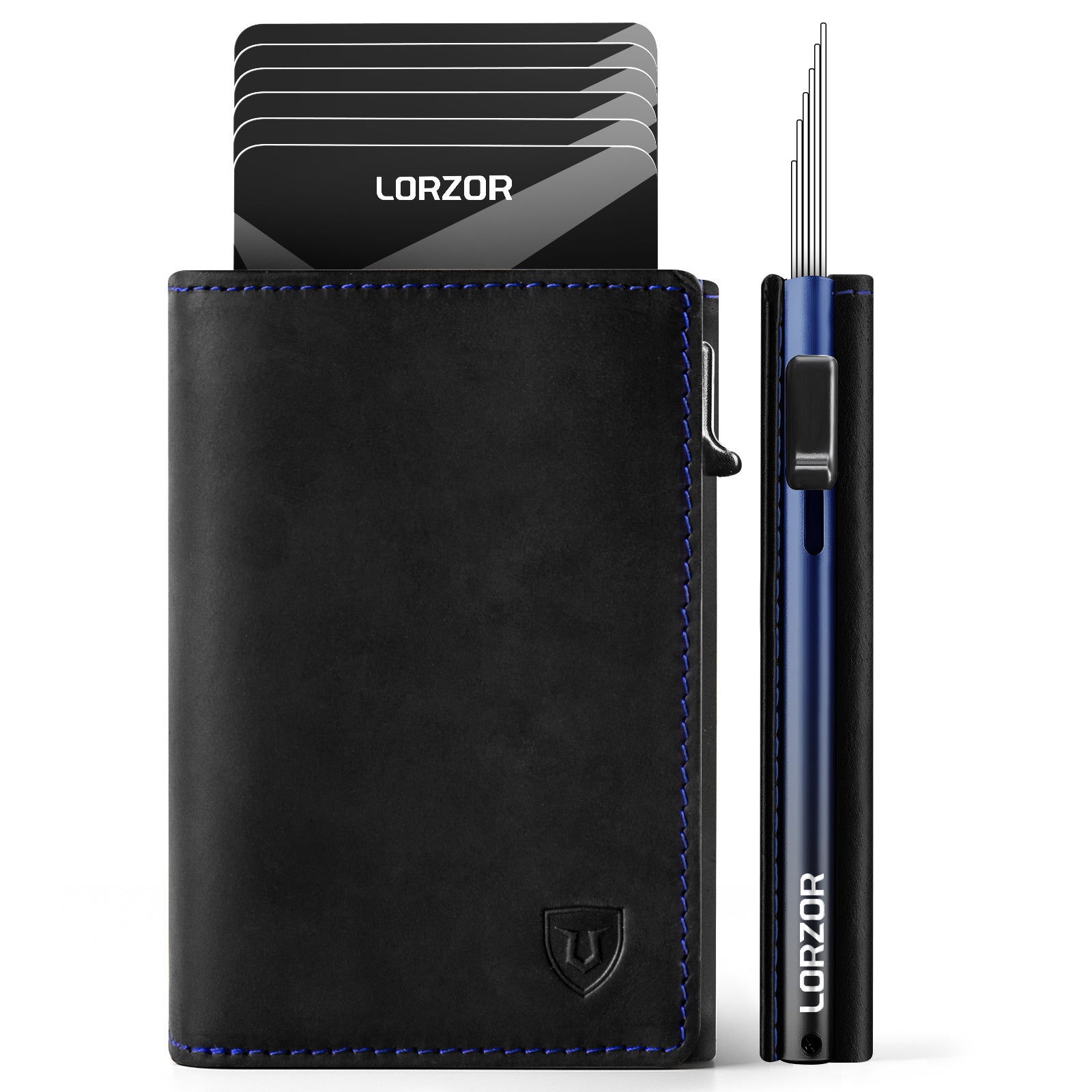 LORZOR Men's Leather Wallet Cards Case