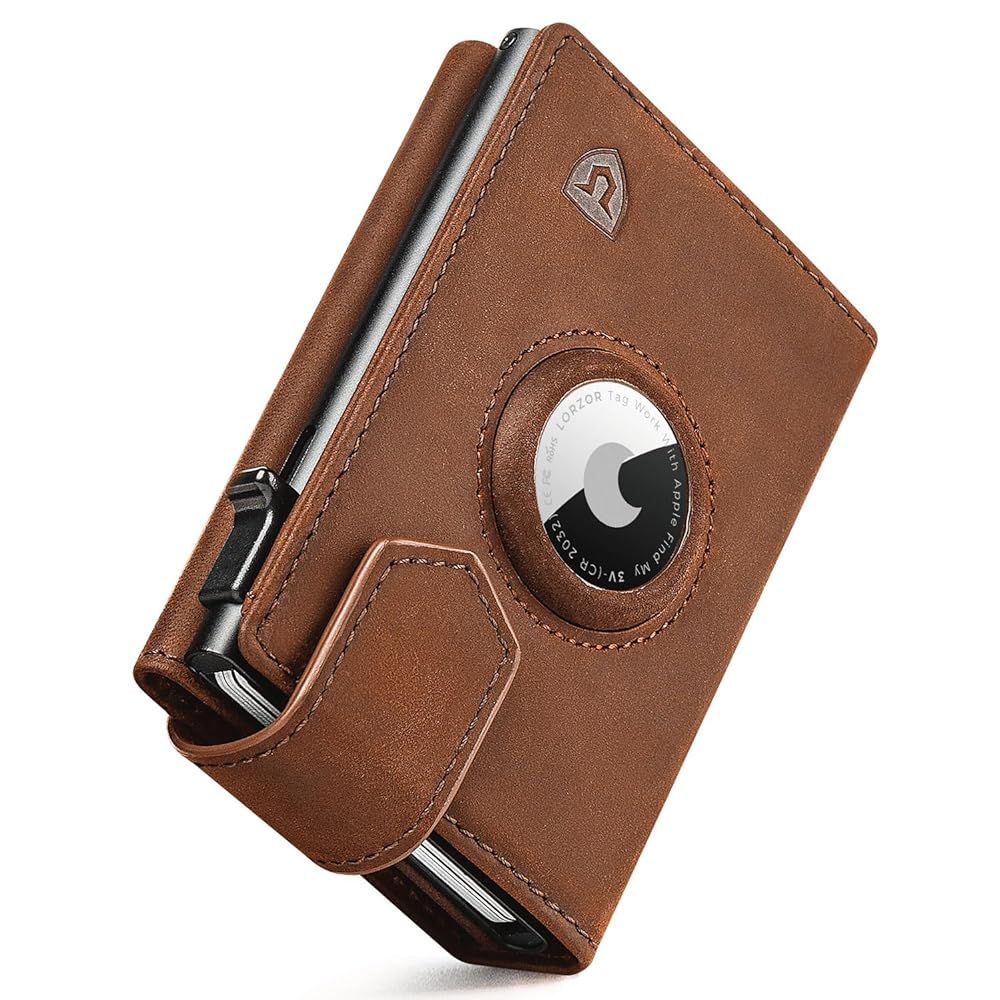LORZOR AirTag Wallet Leather Wallet With Coin Pocket BN2