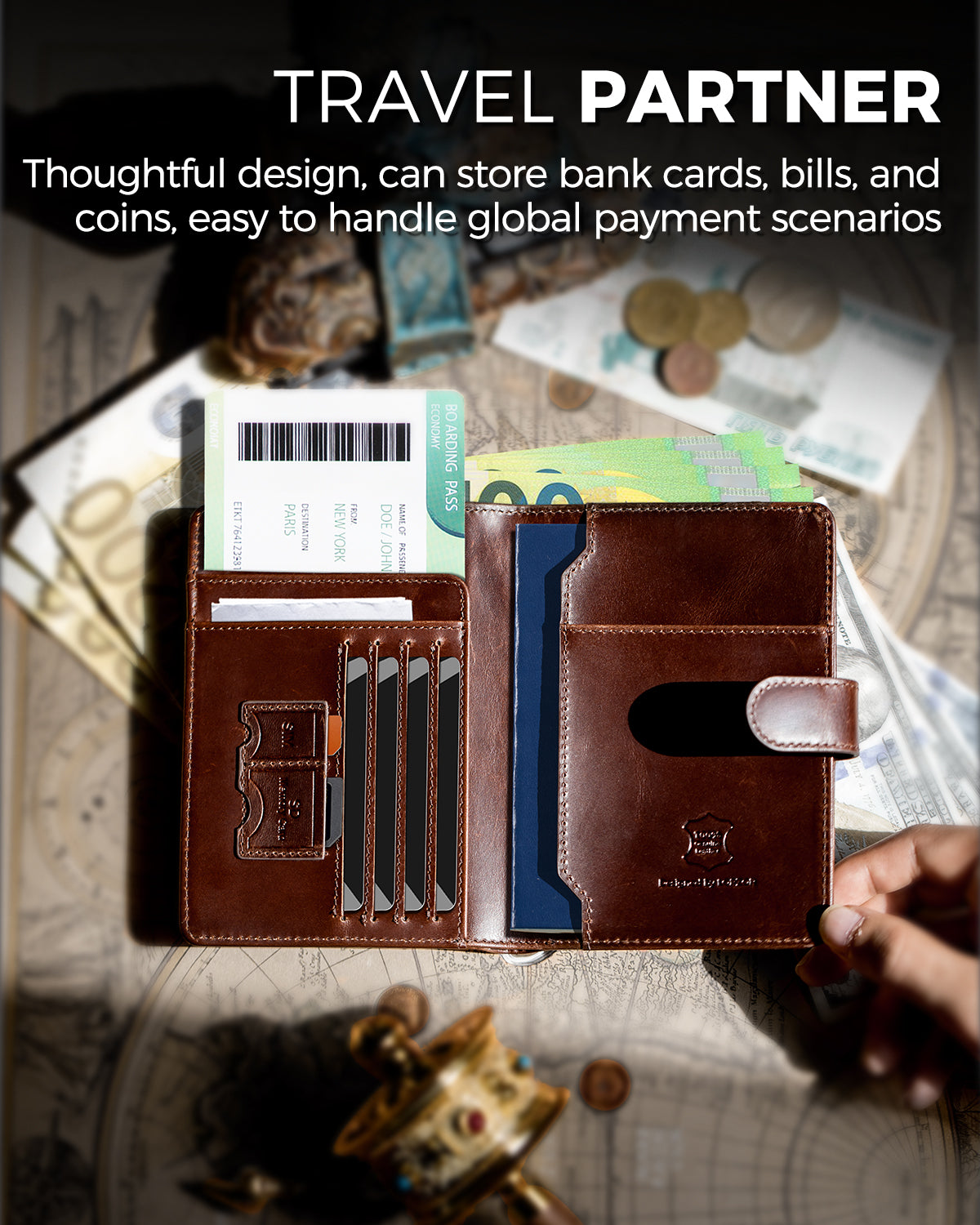 LORZOR Leather Passport Holder-Travel Wallet