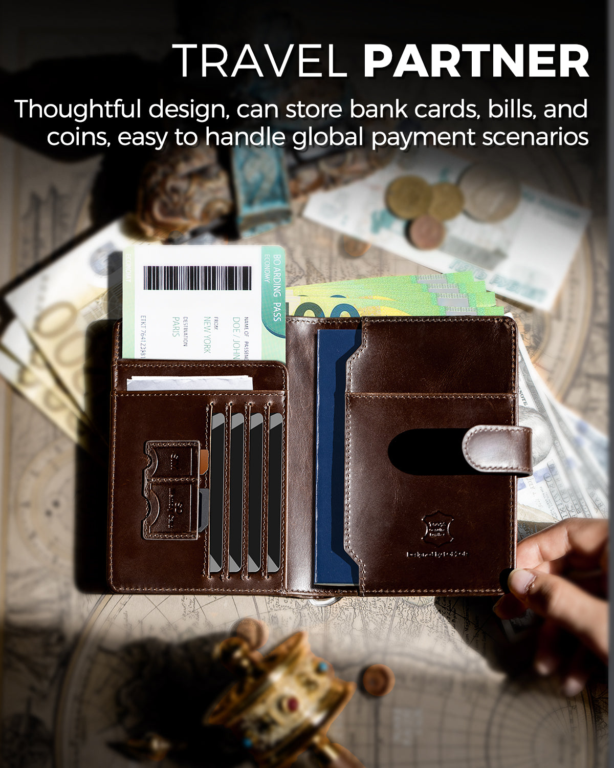 Full Grain Leather Passport Holder Travel Wallet