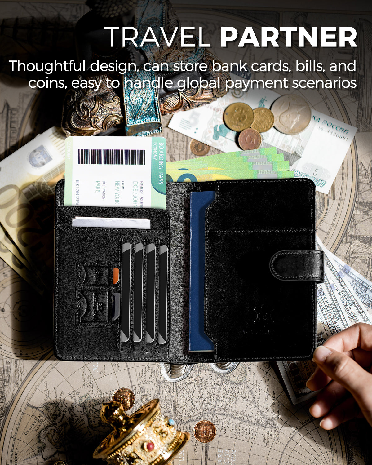 Full Grain Leather Passport Holder Travel Wallet