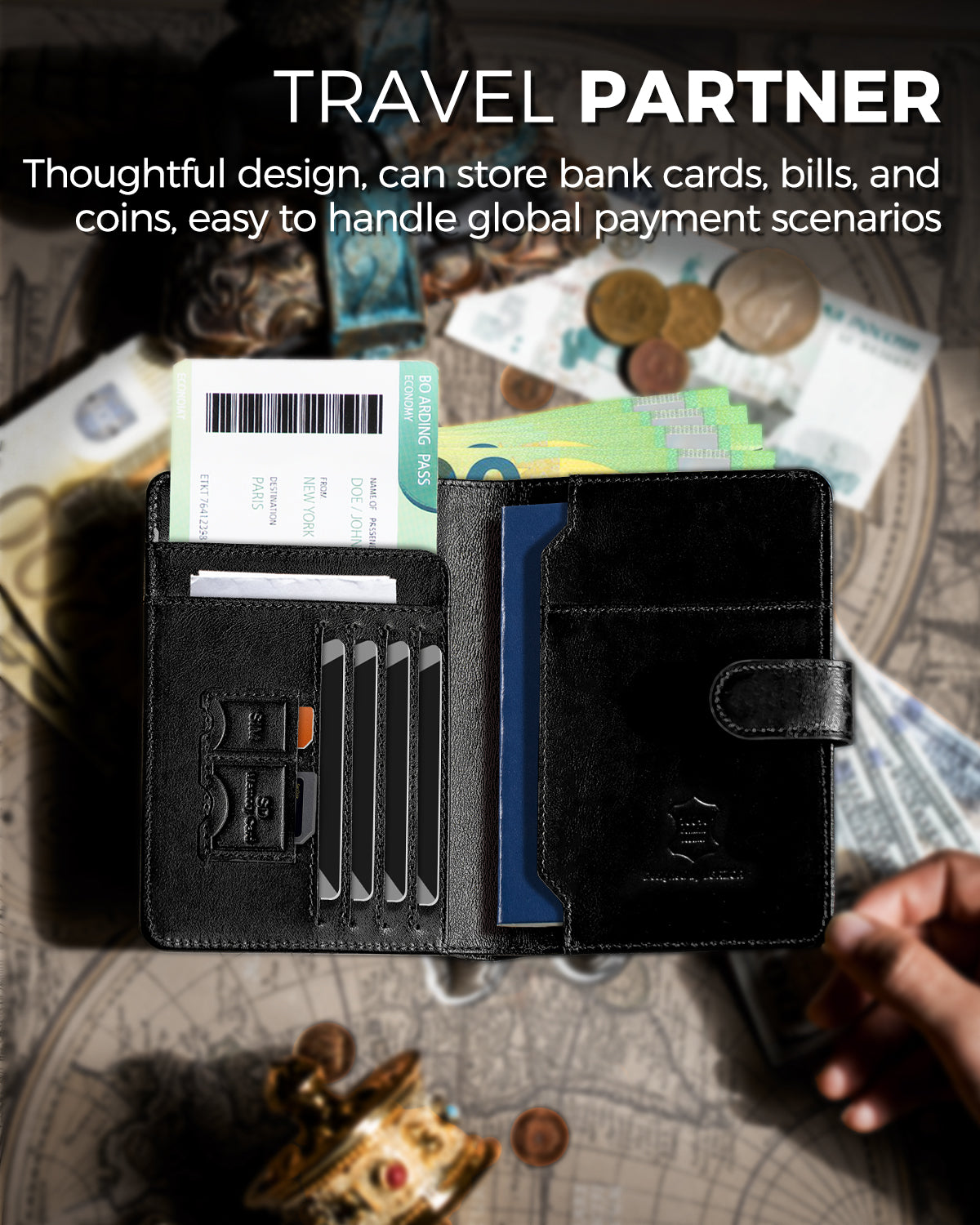 LORZOR Leather Passport Holder-Travel Wallet
