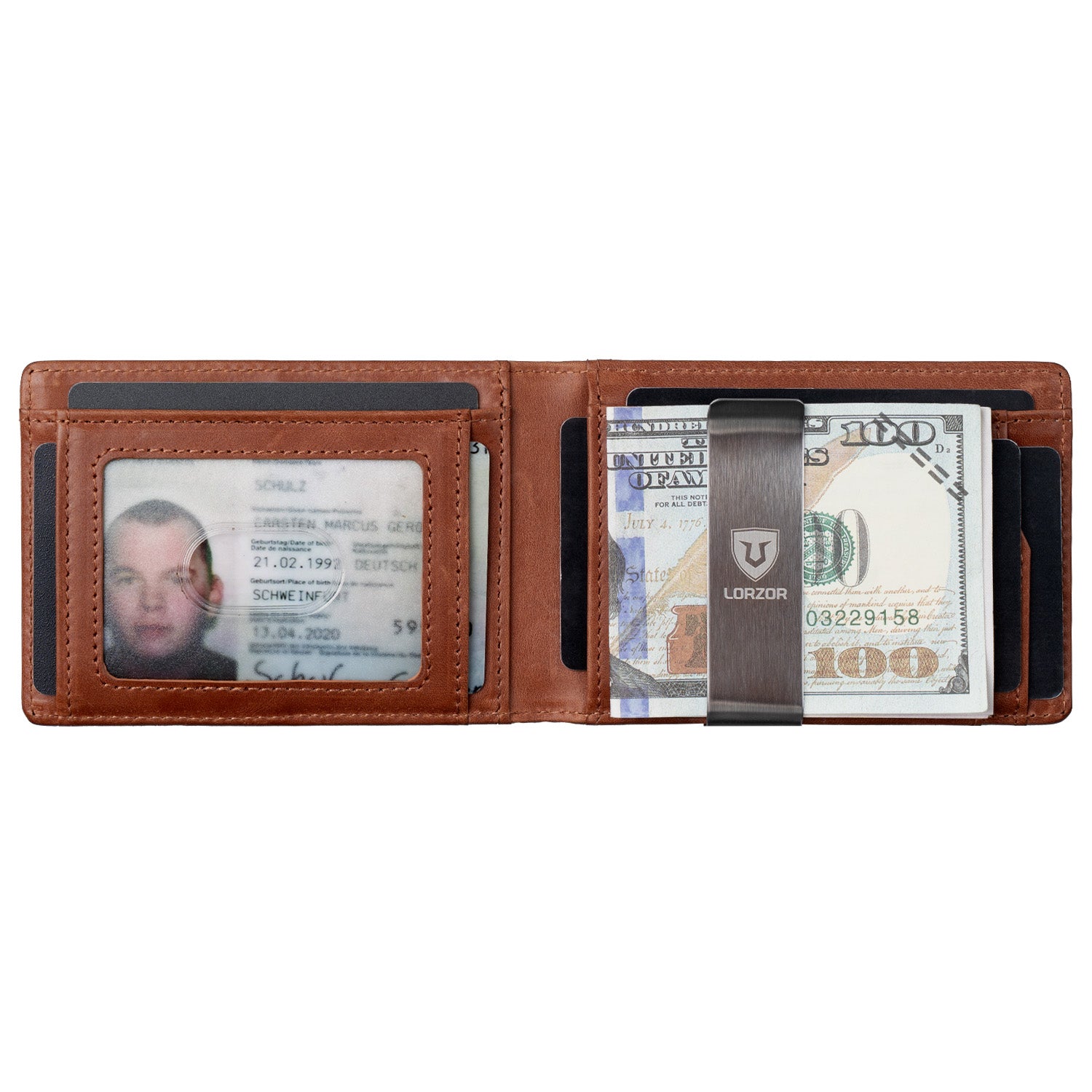 LORZOR Leather Wallet with Money Clip A2