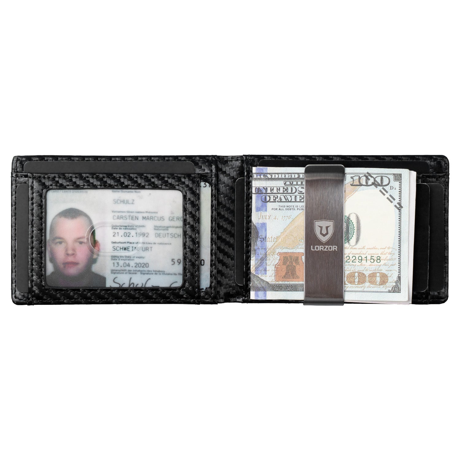 LORZOR Leather Wallet with Money Clip A2