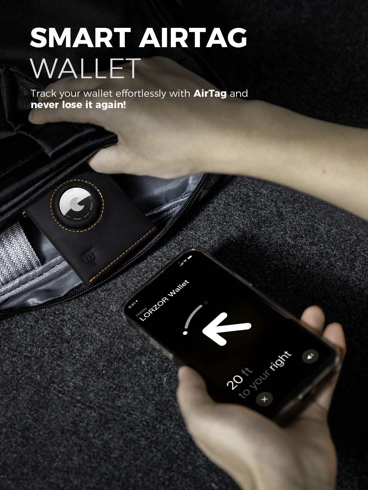 LORZOR AIRTAG LEATHER WALLER 4.5 POP UP WALLET