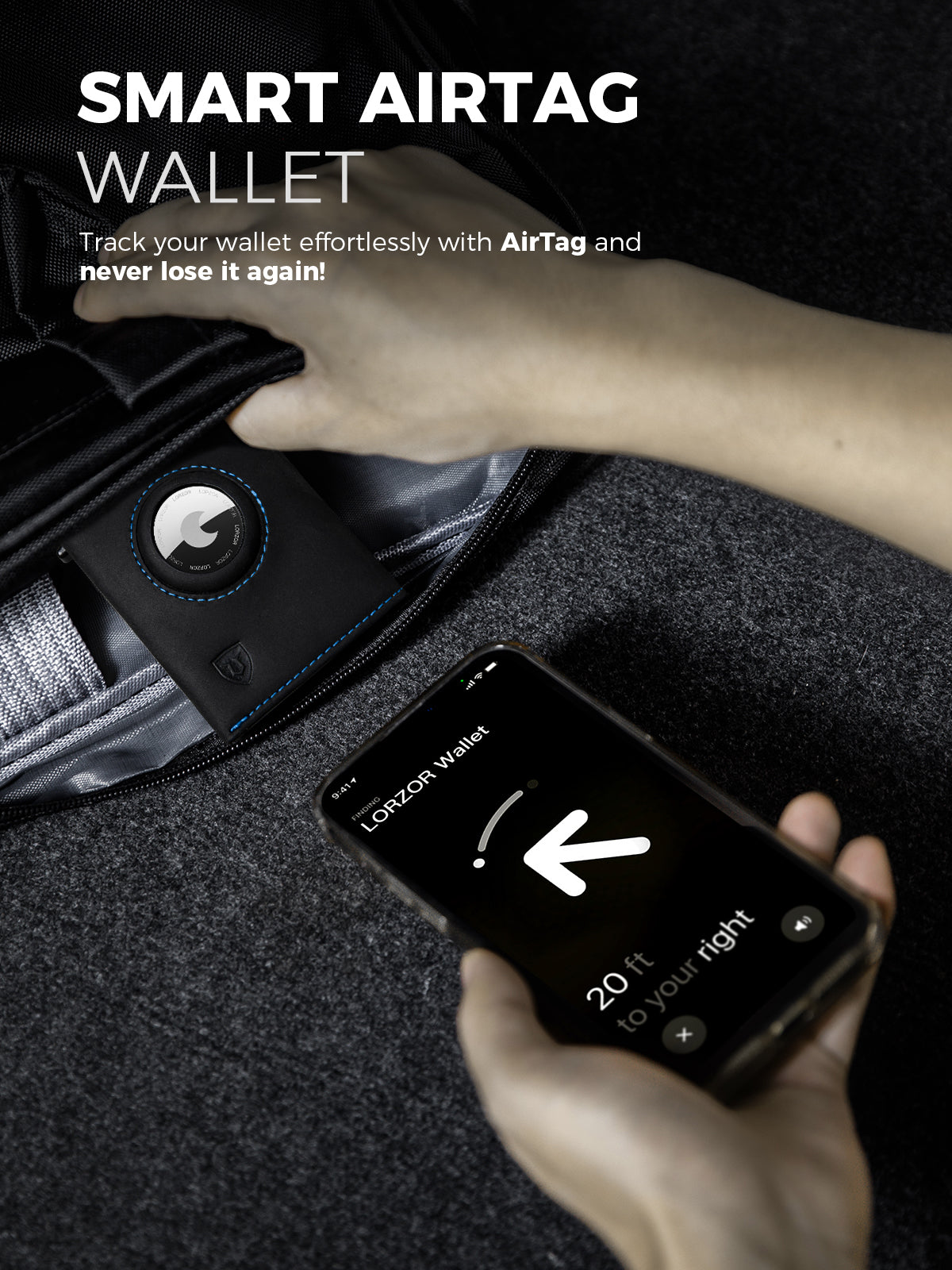 LORZOR Airtag Leather Wallet Pop-Up Wallet 8031A