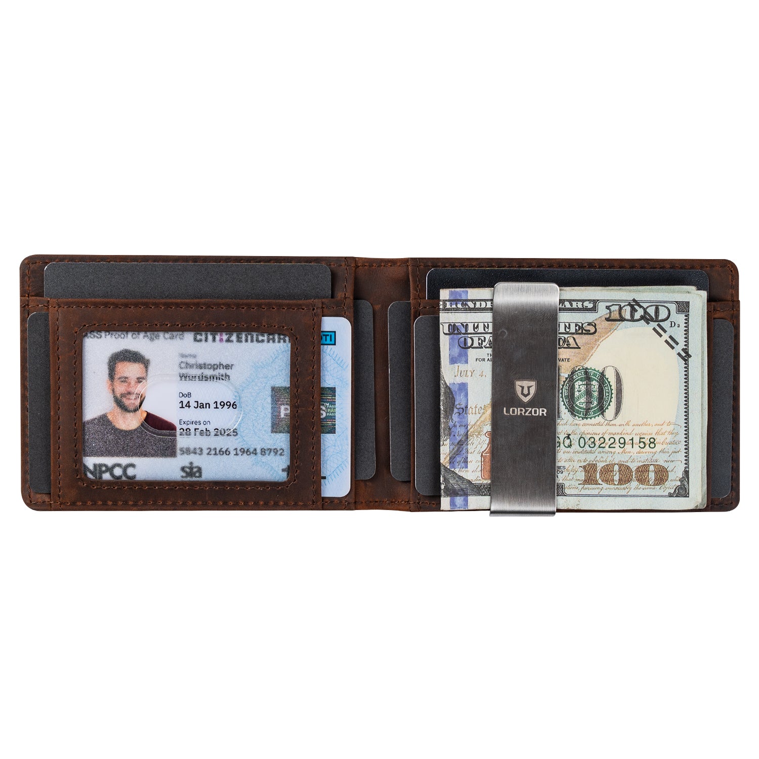 LORZOR AirTag Wallet Leather Wallet with Money Clip 4.0