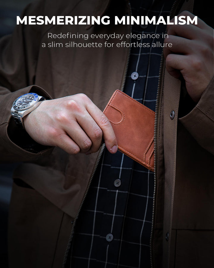 Minimalist Front Pocket Wallets for Men, RFID Blocking Wallet Slim Bifold - Full Grain Leather with Money Clip Gift