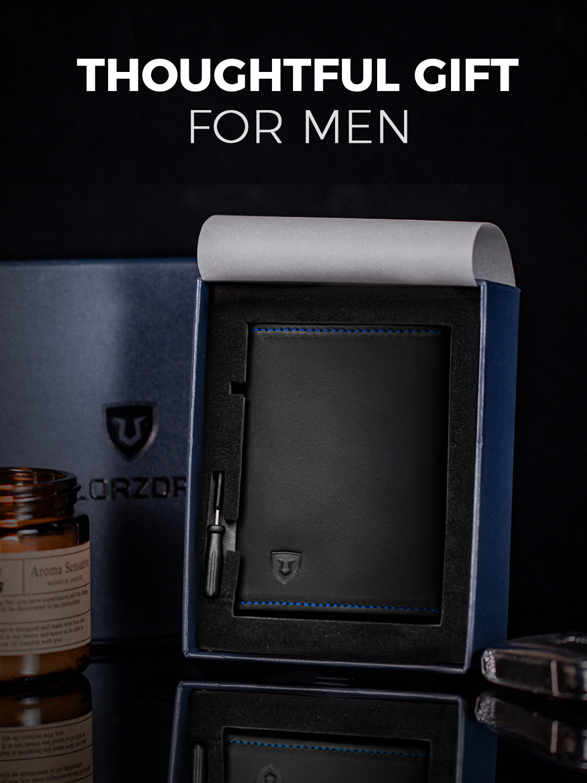 LORZOR Men's Leather Wallet Cards Case