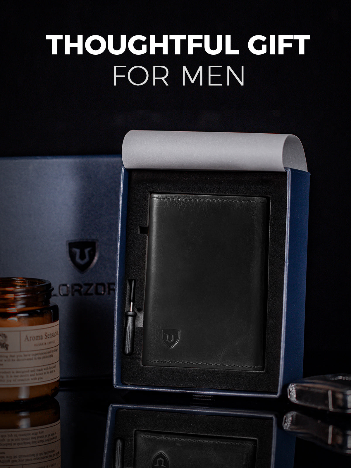 LORZOR Men's Leather Wallet Cards Case