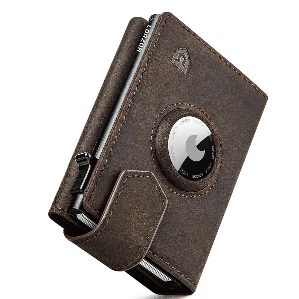 LORZOR AirTag Wallet Leather Wallet With Coin Pocket BN2