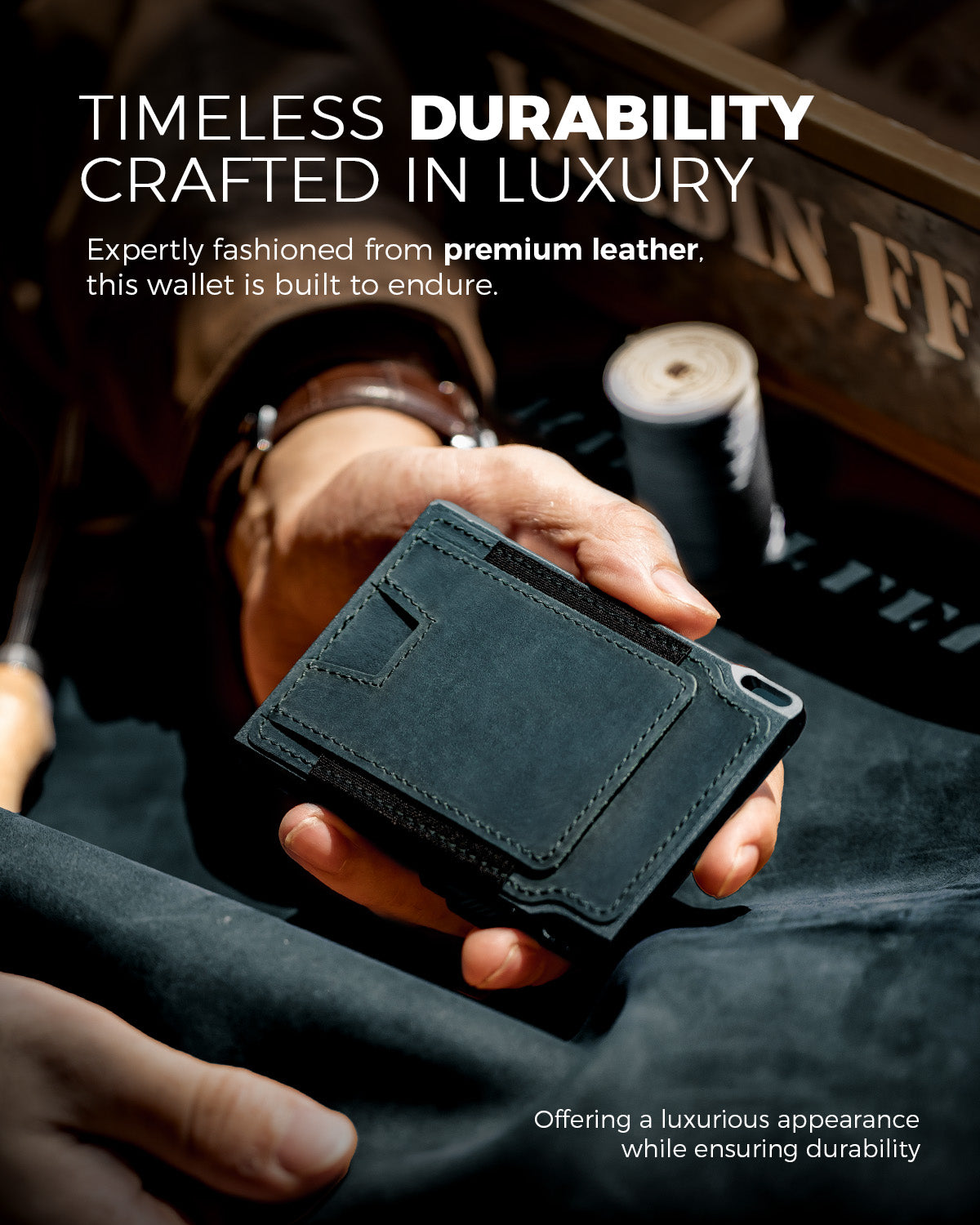 LORZOR Men's Tactical Wallet-Minimalist Full Grain Leather Wallet