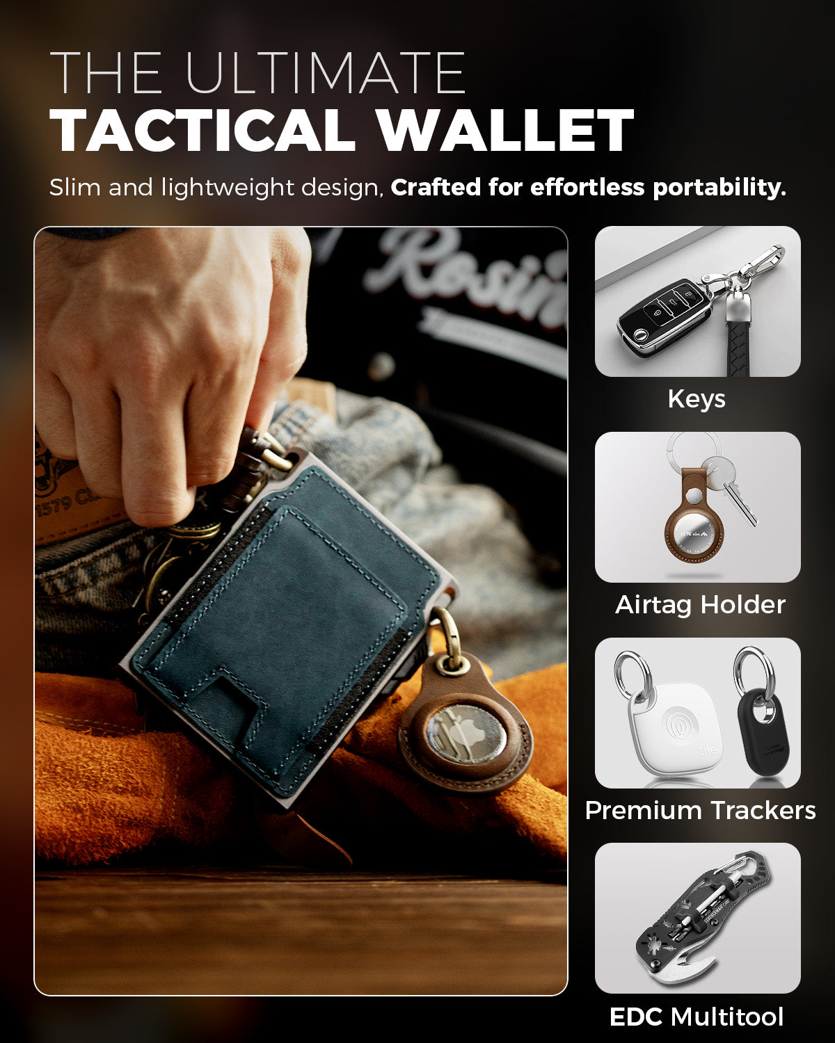 LORZOR Men's Tactical Wallet-Minimalist Full Grain Leather Wallet