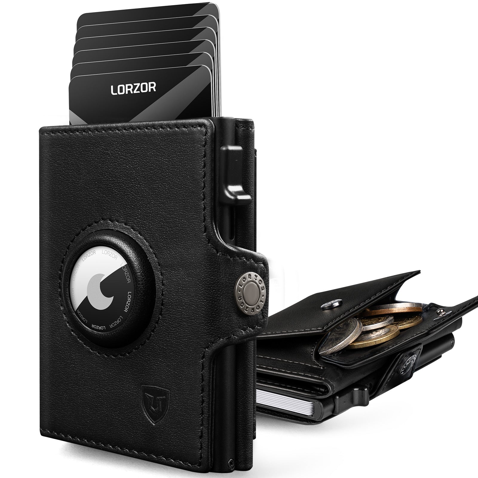 LORZOR AirTag Wallet Leather Wallet with Coin Pocket BN
