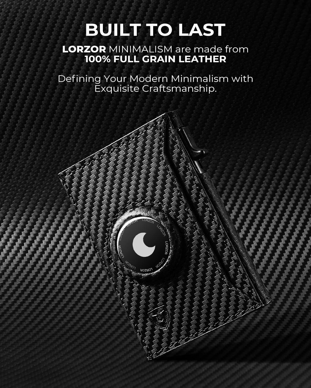 LORZOR AirTag Wallet | Slim Wallet for Men Rfid Blocking | Minimalist Wallet | Genuine Leather Men wallet with ID Window | Card Holder wallet airtag holder | Smart Wallet Gift - LORZOR