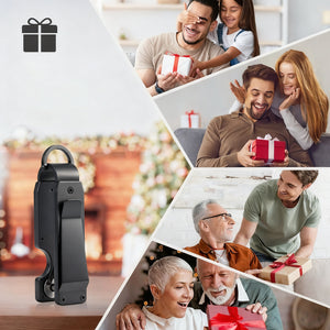 Key organizer presented as a gift in a lifestyle scene with family members exchanging presents.