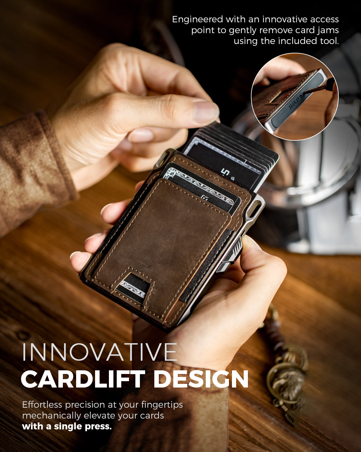 LORZOR Mens Tactical Wallet - Minimalist Full Grain Leather Wallet