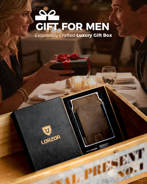 LORZOR tactical wallet presented in a luxury gift box as a premium gift for men
