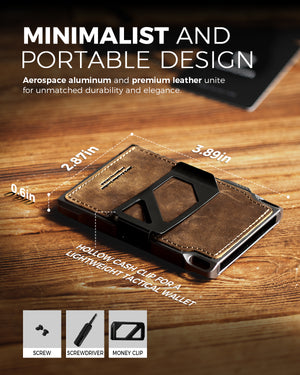 LORZOR slim tactical wallet showing compact dimensions and lightweight minimalist design
